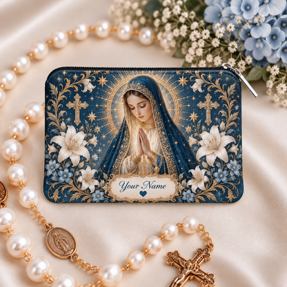 💙 Personalized Virgin Mary Zipper Pouch – A Meaningful Faith Gift for Her