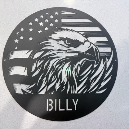 Custom Eagle US Flag Metal Sign