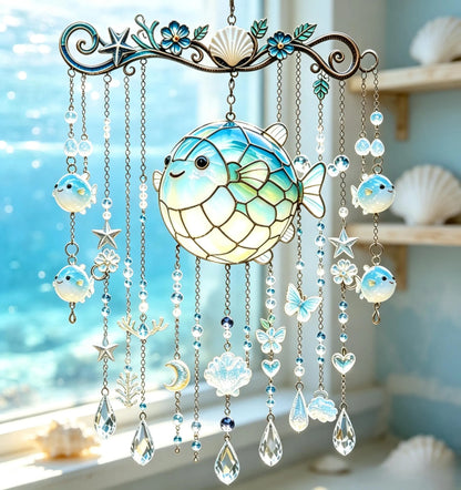 Ocean-Themed Crystal Wind Chime – 🌊 Bring the Sparkle of the Ocean to Your Garden