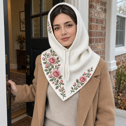 🌹 Rose Garden 2-in-1 Embroidered Hooded Scarf