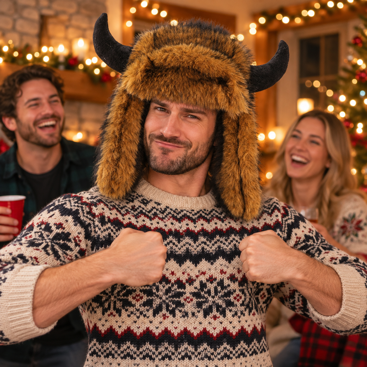 Stay Warm. Go Wild. — Furry Buffalo Horn Winter Hat