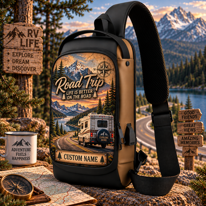 🎒 Personalized Adventure Sling Bag - Custom Name Outdoor Crossbody Chest Bag