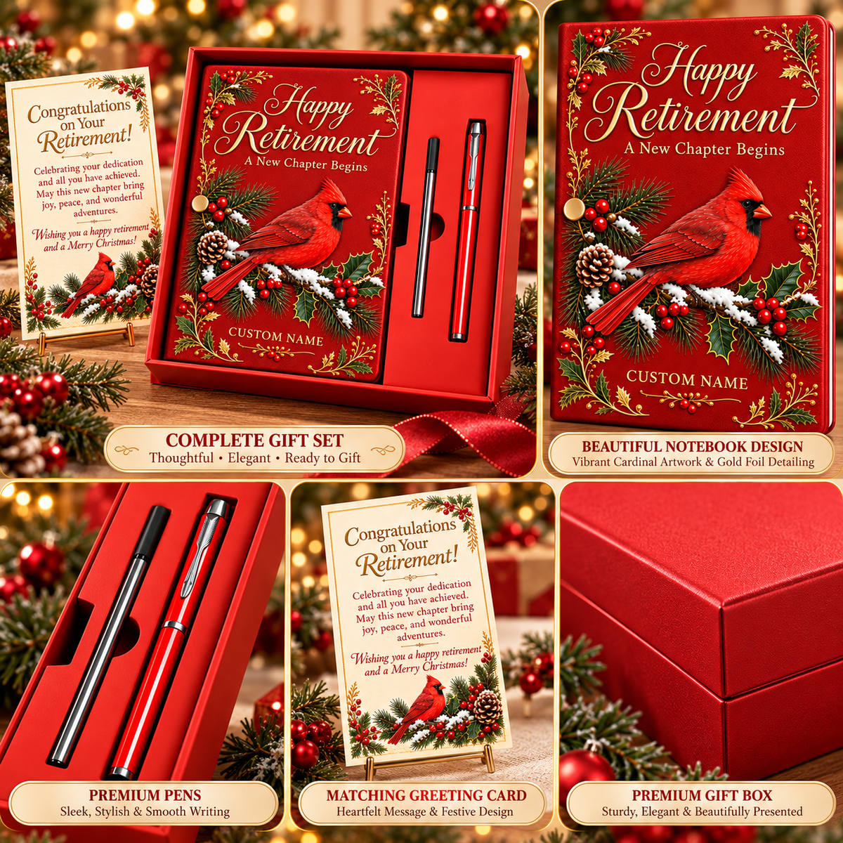 Personalized Happy Retirement Notebook Gift Set With Pens & Greeting Card 🎁