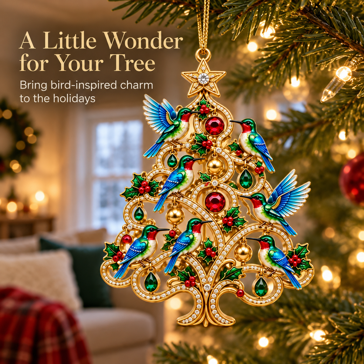 Jeweled Songbird Christmas Tree Ornament Collection – 4 Collectible Crystal-Style Designs