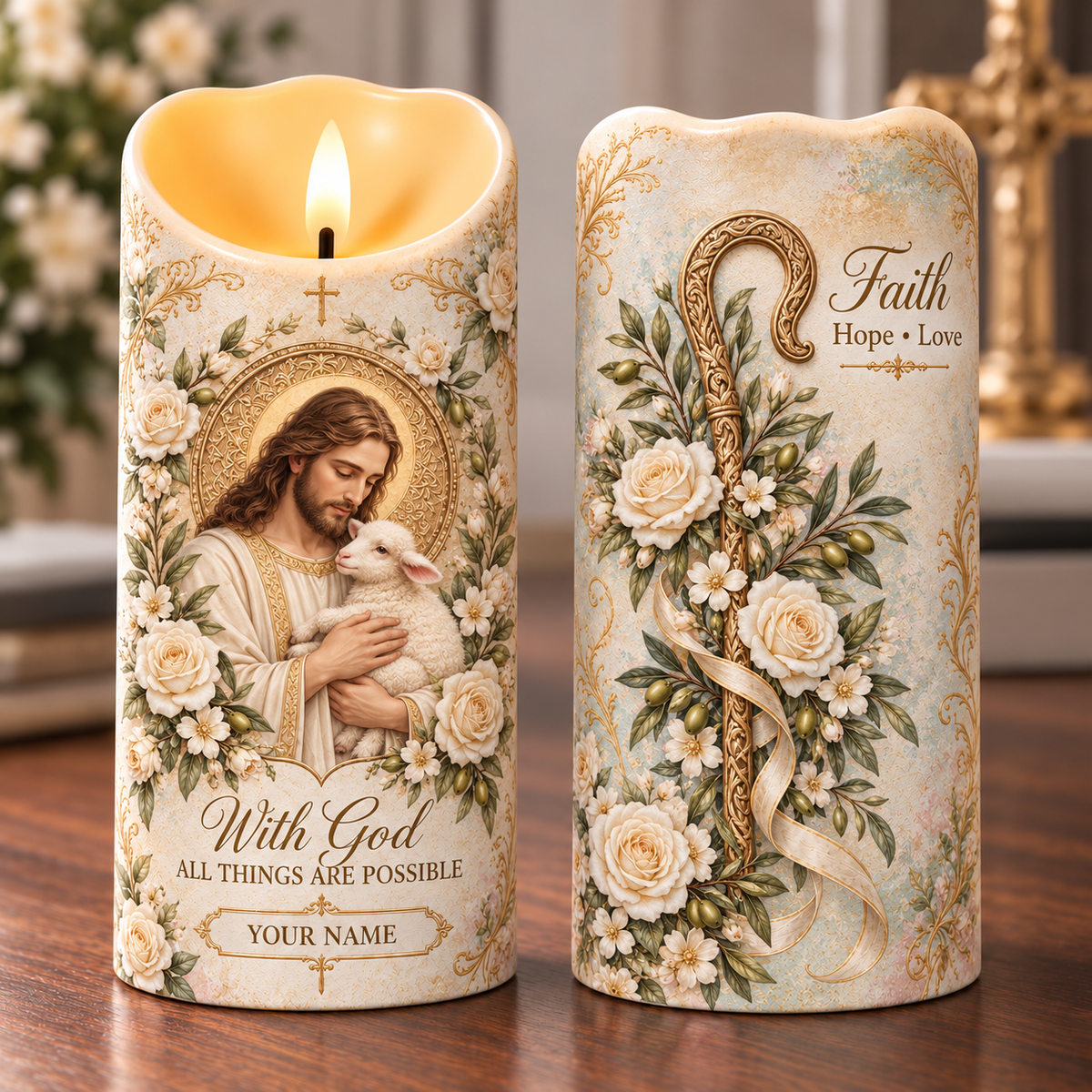 ✝️ 🕯️Personalized Flameless LED Candle – Faith & Memorial Keepsake