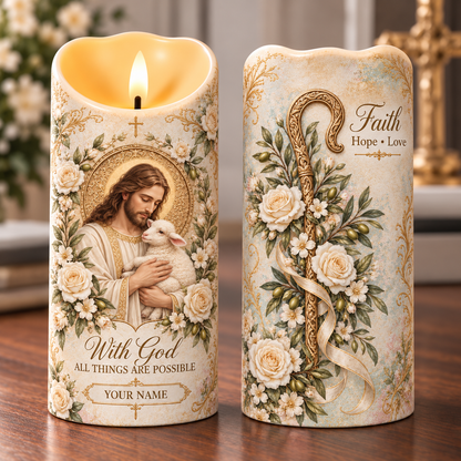 ✝️ 🕯️Personalized Flameless LED Candle – Faith & Memorial Keepsake