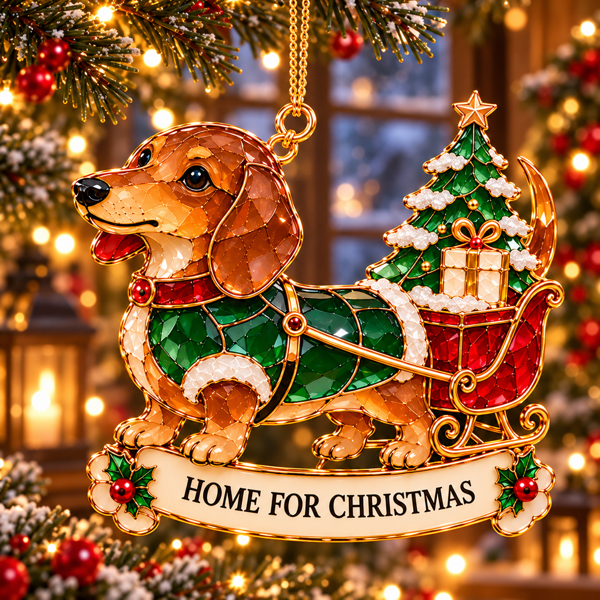 🐾 Dachshund Christmas Ornament