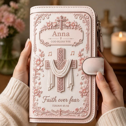 Personalized Faith Over Fear Wallet-Custom Name Faith Organizer