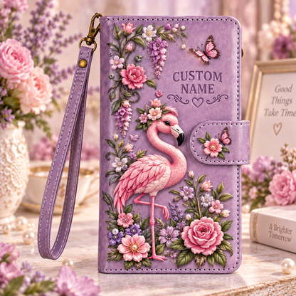 🌸 Personalized Purple Garden&Animal Wallet Phone Case