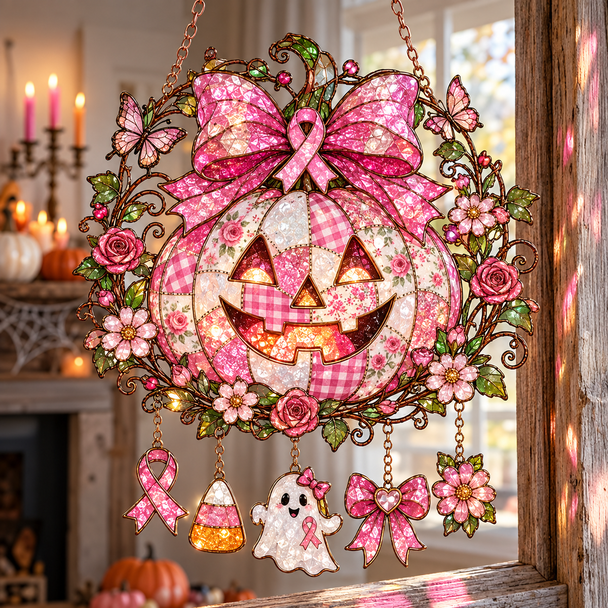 🎀 Pink Ghost Halloween Suncatcher 👻