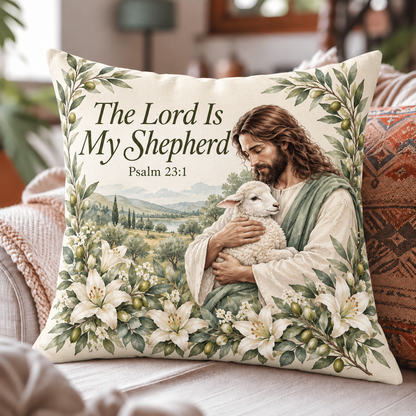 Faith & Remembrance Throw Pillow Cover – Inspirational Floral Designs, 18″ × 18″