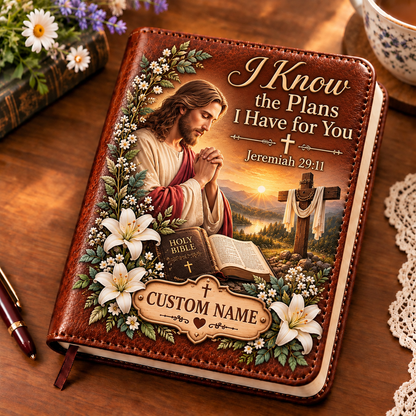 📖 Personalized Leather Scripture Notebook