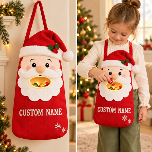 🎄🍬Personalized Christmas Candy Buddy Bag – Custom Name Kids Holiday Treat Bag