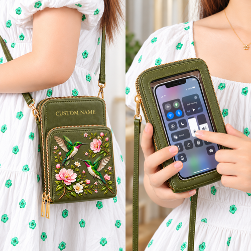 Personalized Hummingbird Touchscreen Crossbody