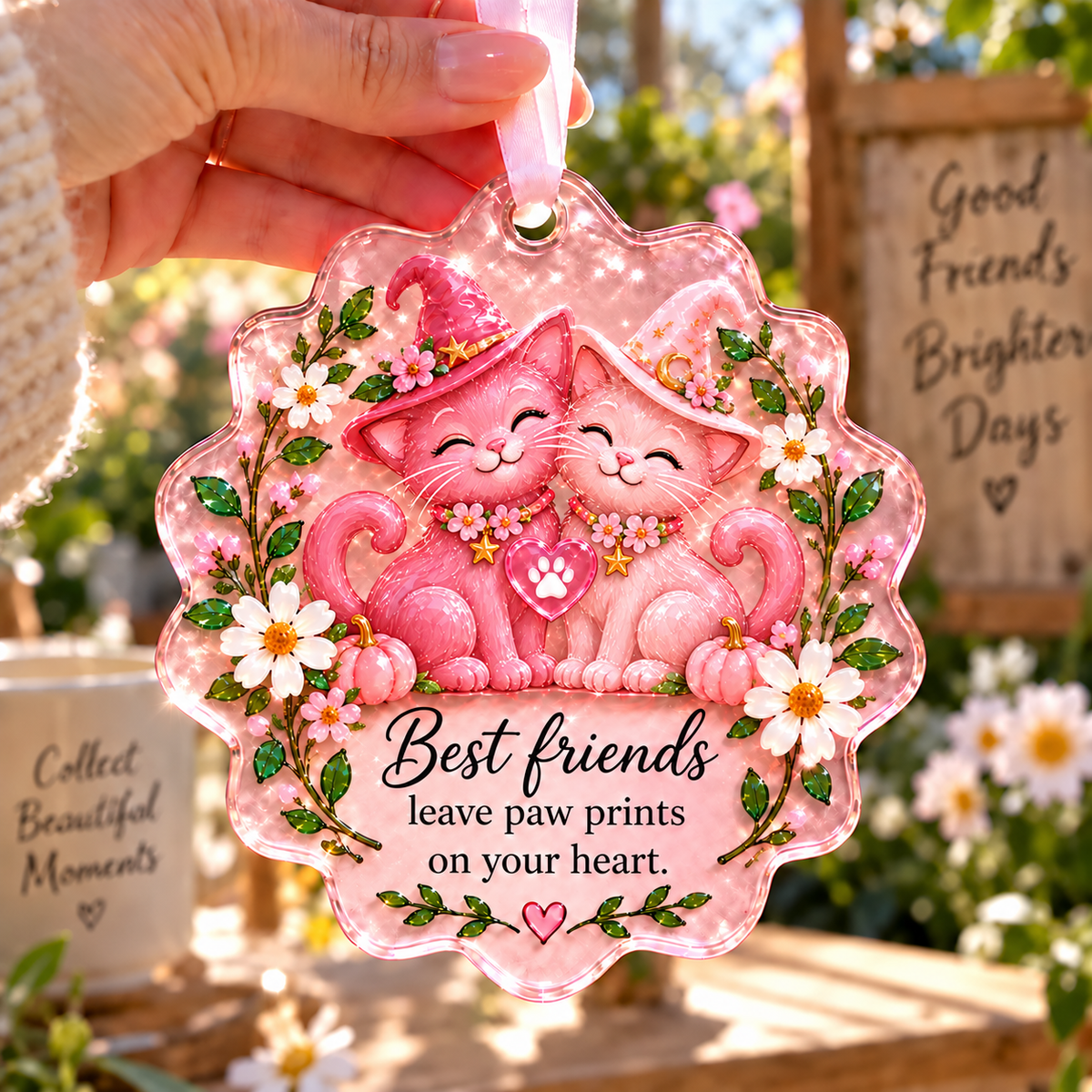 🌸Pink Cute Sea Glass Home Ornament – Keepsake Hanging Decoration