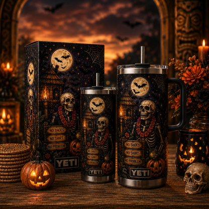 🎃 Personalized Halloween Skull 40oz Handle Tumbler
