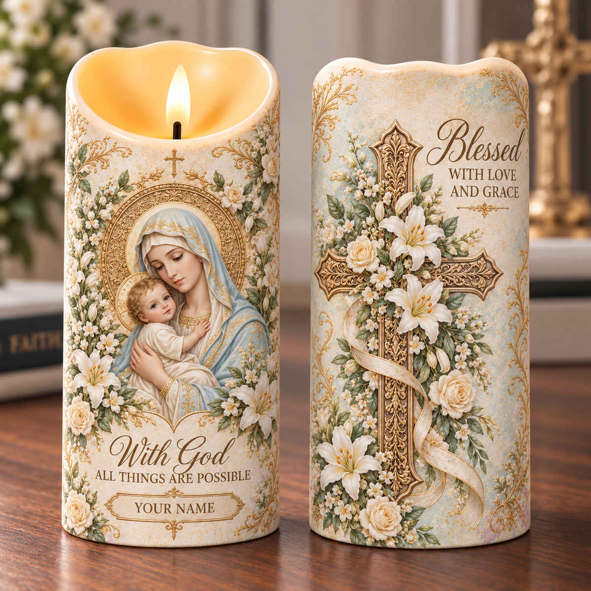 ✝️ 🕯️Personalized Flameless LED Candle – Faith & Memorial Keepsake