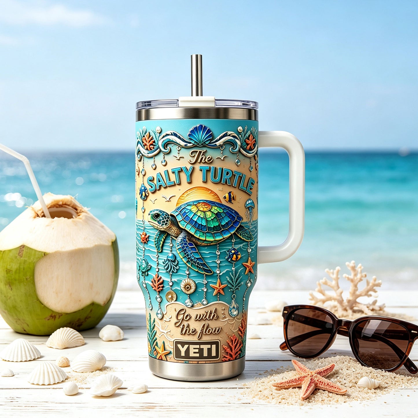 Personalized Sea Turtle Ocean Tumbler With Name