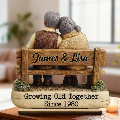 Custom Couple Bench Figurine – Growing Old Together Gift