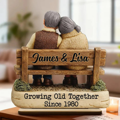 Custom Couple Bench Figurine – Growing Old Together Gift