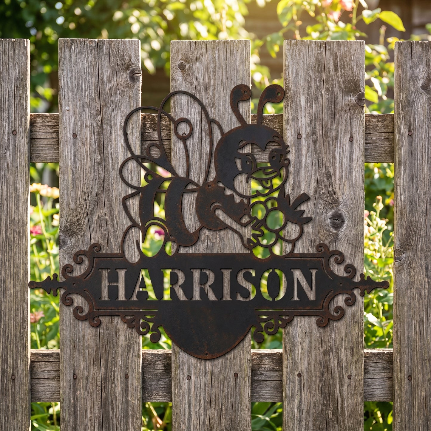 Custom Cute Bee Metal House Sign