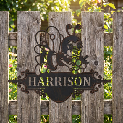 Custom Cute Bee Metal House Sign