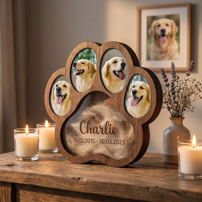 Personalized Pet Memorial Paw Frame with Photo & Fur Keepsake