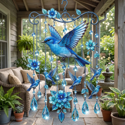 "Bluebird of Happiness" Artisan Suncatcher & Wind Chime