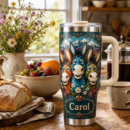 Personalized Donkey Lover Tumbler – Custom Name Farm Animal Gift Cup