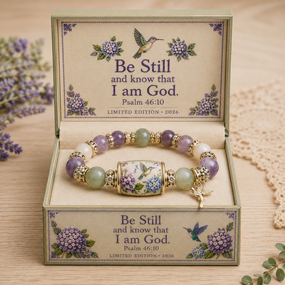 💜 Hummingbird Garden Faith Bracelet 🌸 | Custom message available on the gift box