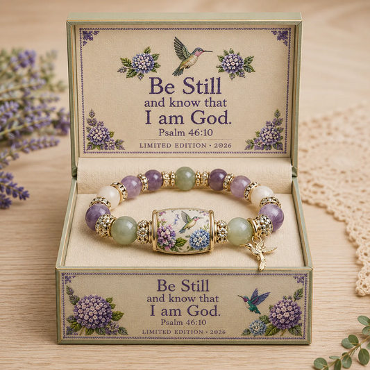 💜 Hummingbird Garden Faith Bracelet 🌸 | Custom message available on the gift box