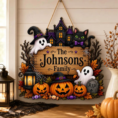 Custom Pumpkin Ghost Wooden Sign,Fall Porch Welcome Sign