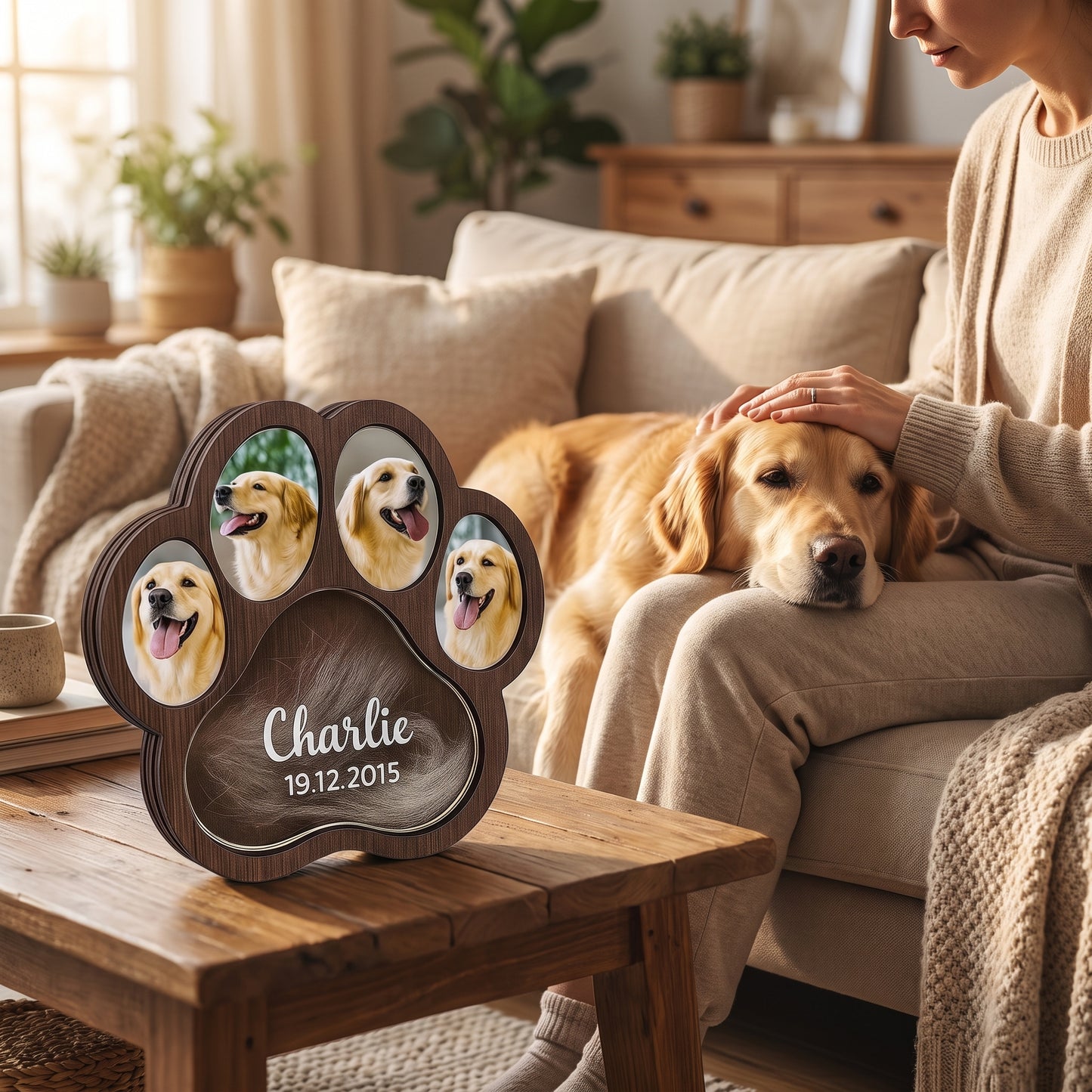 Personalized Pet Memorial Paw Frame with Photo & Fur Keepsake