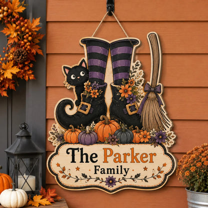 Custom Family Name Witch Boots Sign