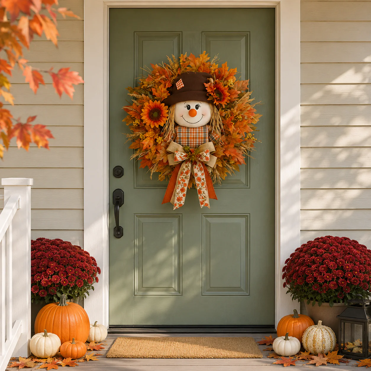 🔥🍁 Fall Favorite – Scarecrow Fall Wreath 🎃