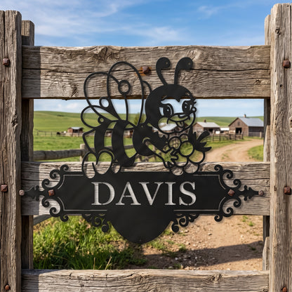 Custom Cute Bee Metal House Sign