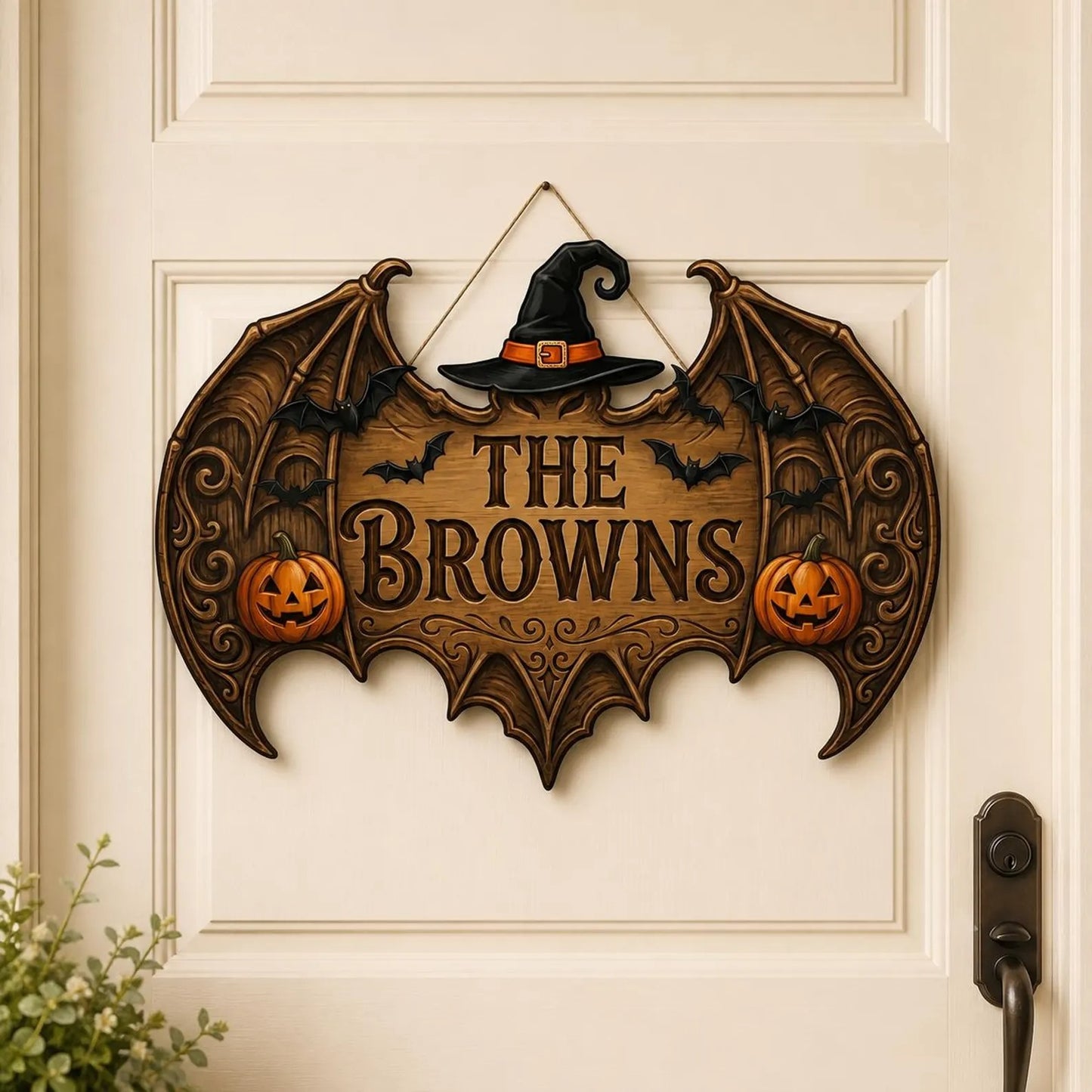 Spooky Personalized Family Name Halloween Door Sign