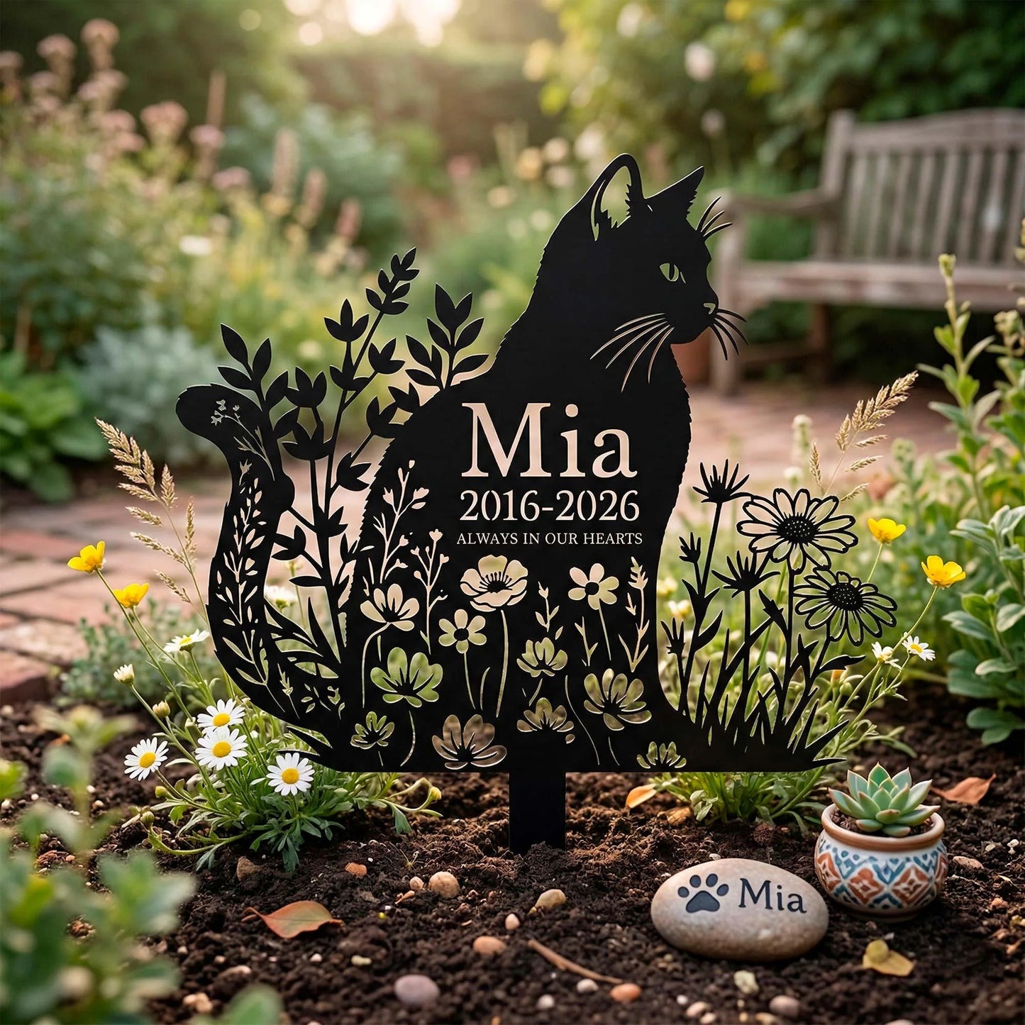 Personalized Cat Memorial Garden Stake