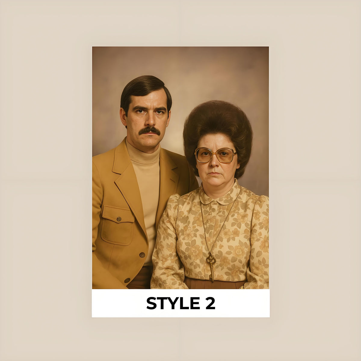 Personalized 1970s Couple Portrait from Photo