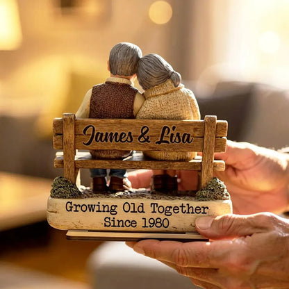 Custom Couple Bench Figurine – Growing Old Together Gift