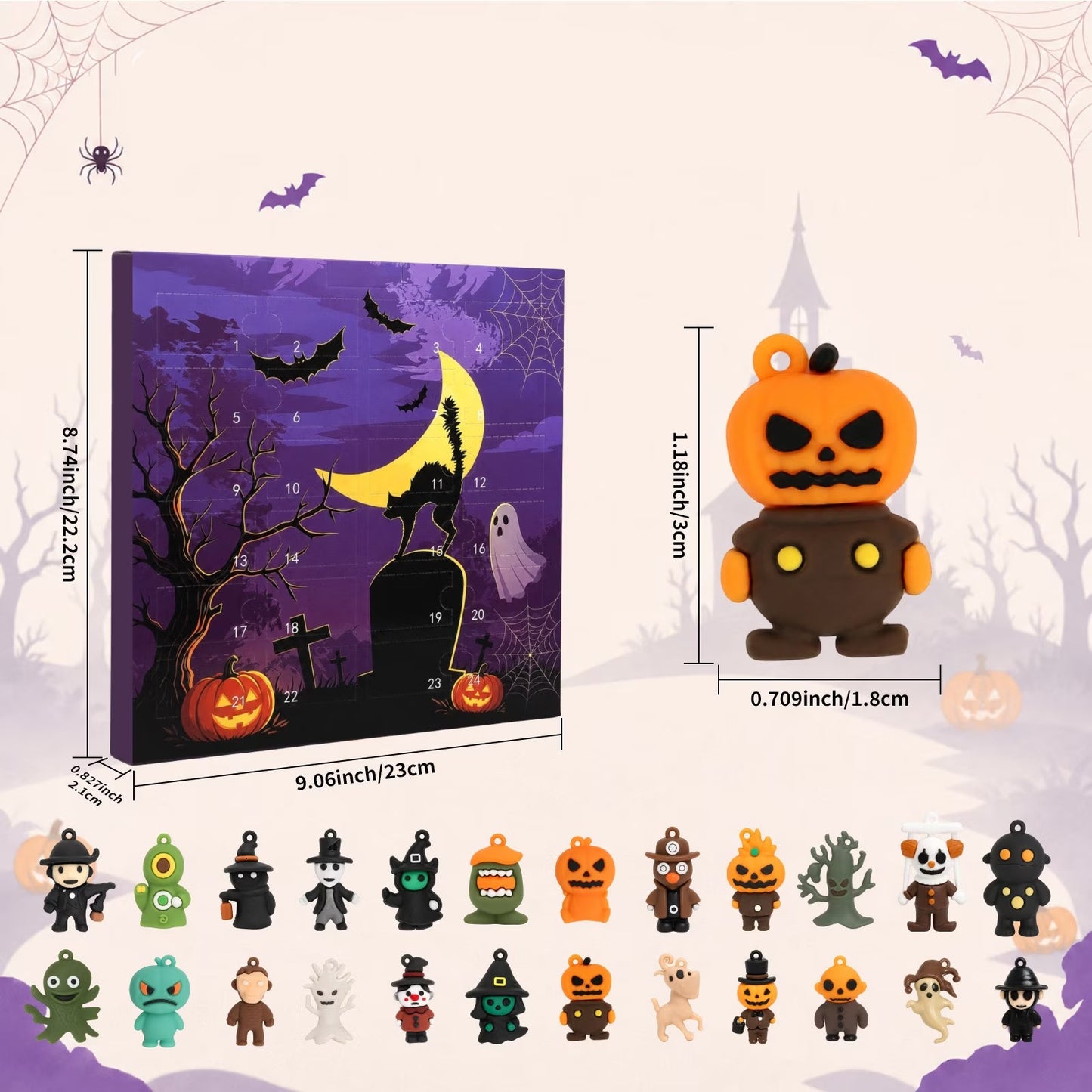 2026 Halloween Countdown Calendar – 24 Surprise Mini Figure Charms for Kids