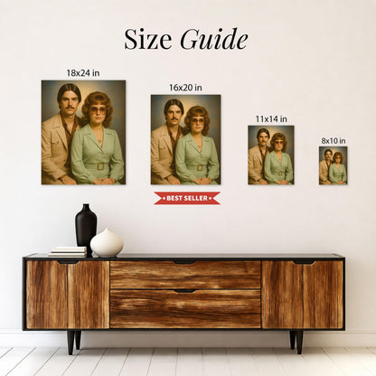 Personalized 1970s Couple Portrait from Photo