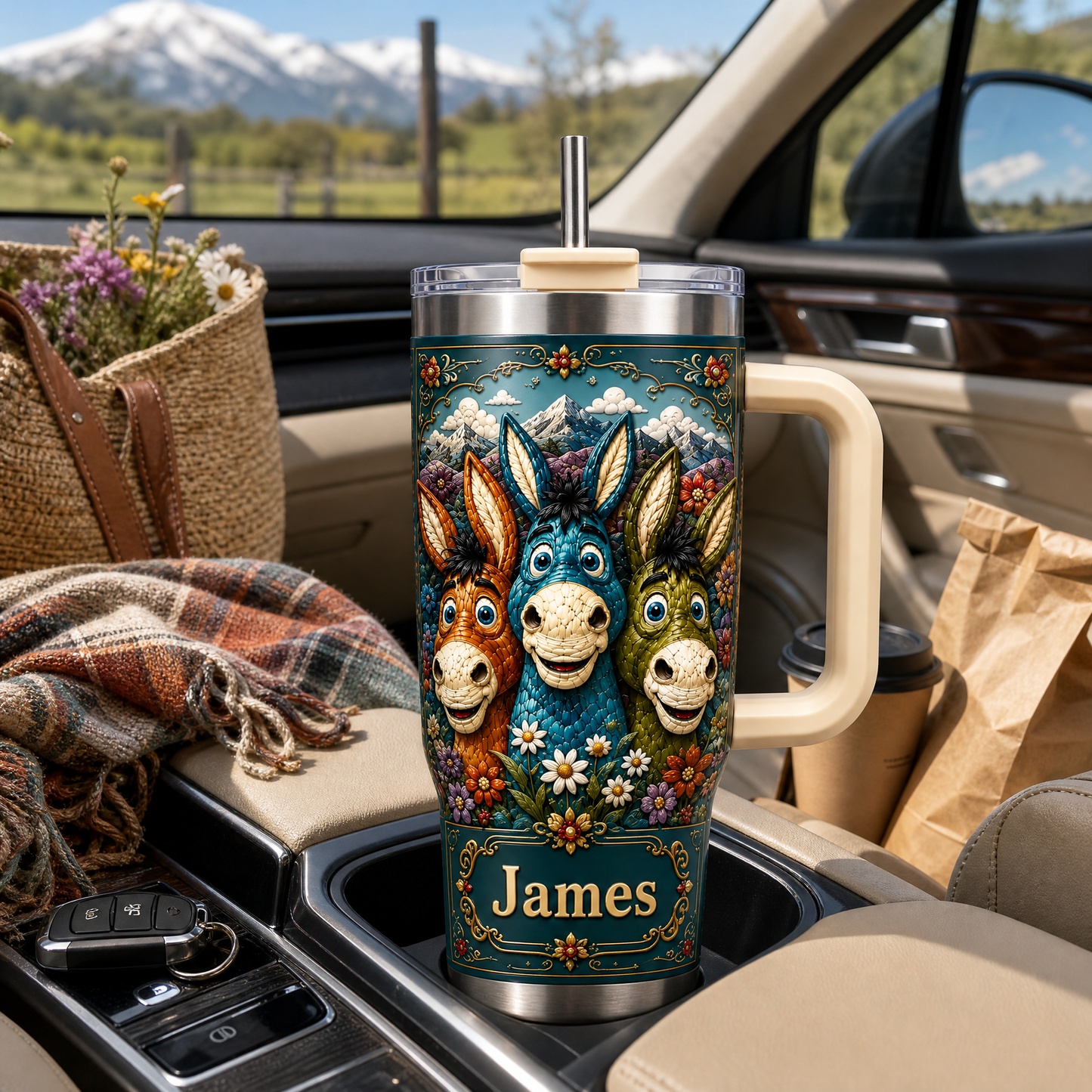 Personalized Donkey Lover Tumbler – Custom Name Farm Animal Gift Cup