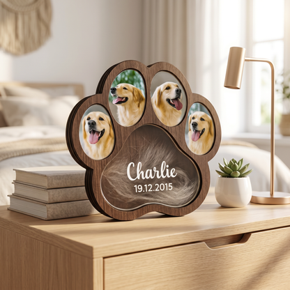 Personalized Pet Memorial Paw Frame with Photo & Fur Keepsake