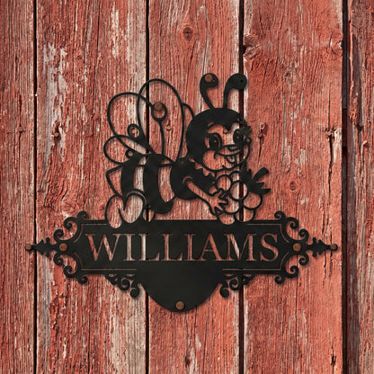 Custom Cute Bee Metal House Sign
