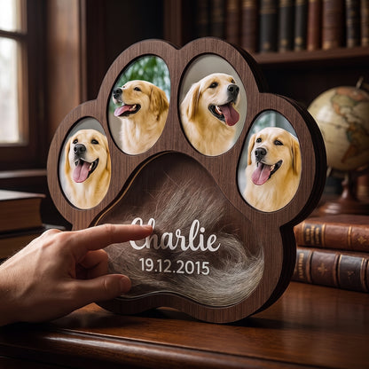 Personalized Pet Memorial Paw Frame with Photo & Fur Keepsake
