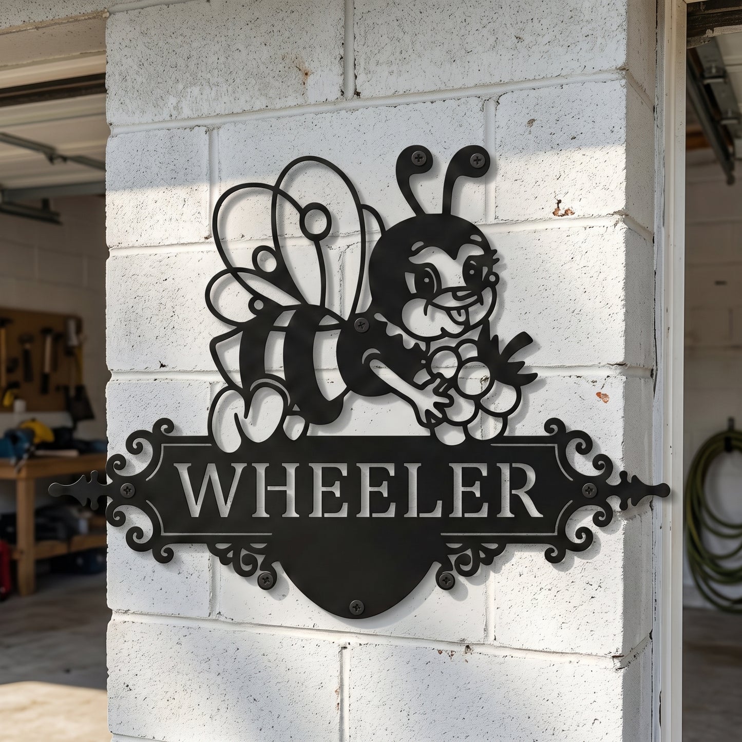 Custom Cute Bee Metal House Sign