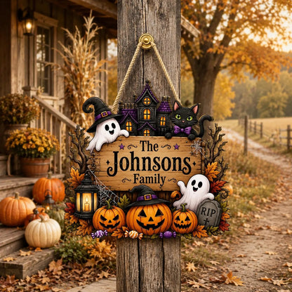 Custom Pumpkin Ghost Wooden Sign,Fall Porch Welcome Sign