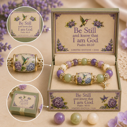 💜 Hummingbird Garden Faith Bracelet 🌸 | Custom message available on the gift box