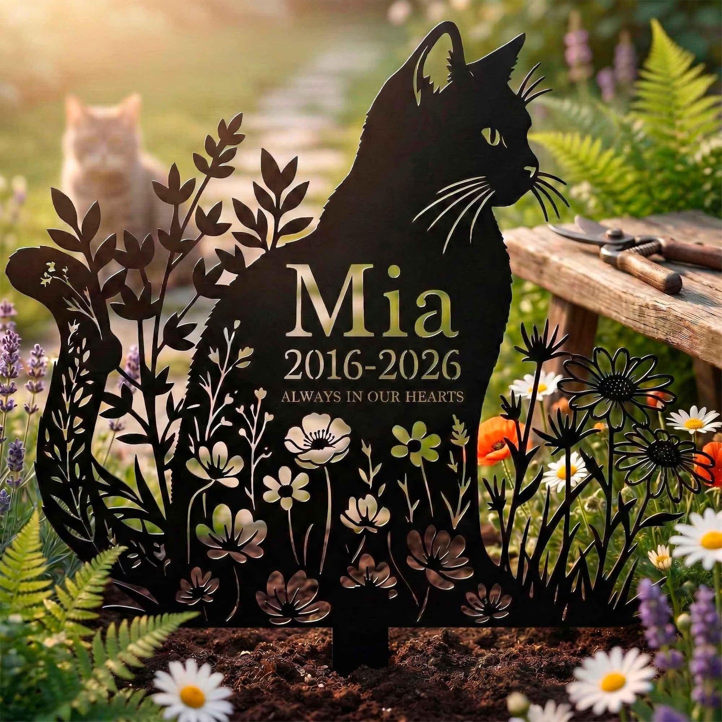 Personalized Cat Memorial Garden Stake